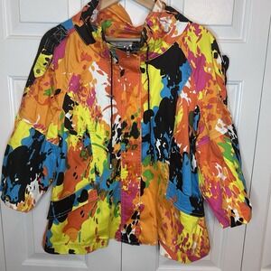 Just B Jacket Womens‎ Sz XL Vtg Vibrant Colors Buckles Lightweight Wearable Art